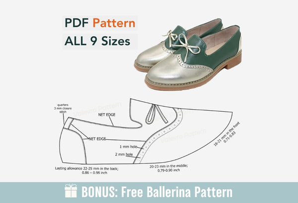 Digitales Muster Schuhe PDF, Damen Casual Loafer, Slip-On Schuhe alle 9 Größen
