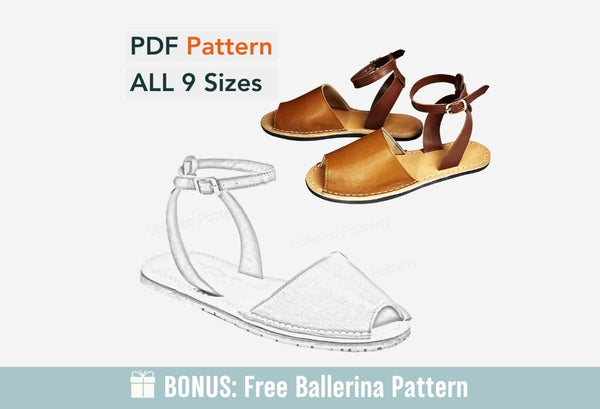 Digitales Muster Schuhe PDF Damen Sandalen, Schuhe alle 9 Größen