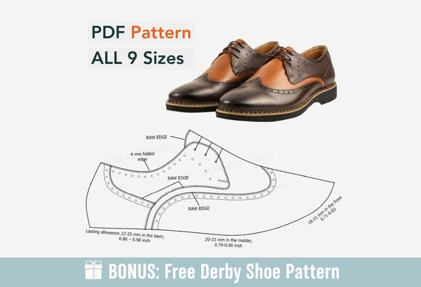 Digital Pattern shoes A4 - Letter PDF, Casual Laces men Shoe, all 9 sizes