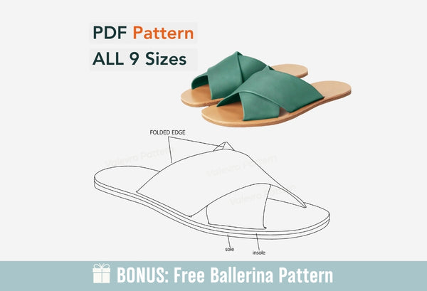 Digitales Muster Schuhe PDF, Damen X Sandalen Alle 9 Größen