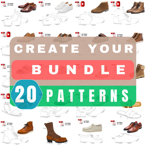 Patrón Digital zapatos PDF, Crea tu Pack, 20 modelos patrones, DIY