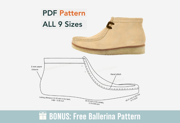 Patrón digital de zapatos PDF, Botas Mocasín para Mujer