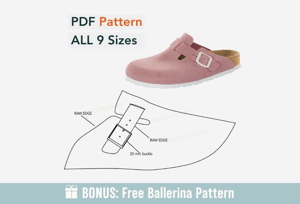 Patrón digital de zapatos PDF, Sandalias Birk MUJER, 9 tallas disponibles