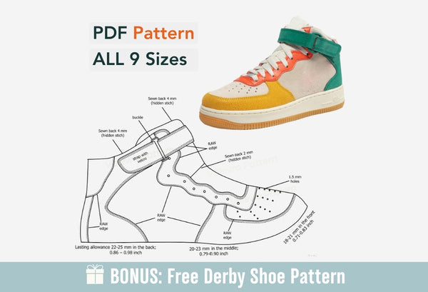 Digital Pattern shoes A4 - Letter PDF, Men Shoes Boot Air, all 9 sizes