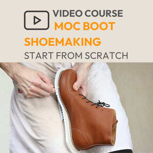 Moc boot shoemaking video course – learn to make leather boots from scratch with handmade construction and rubber soles.