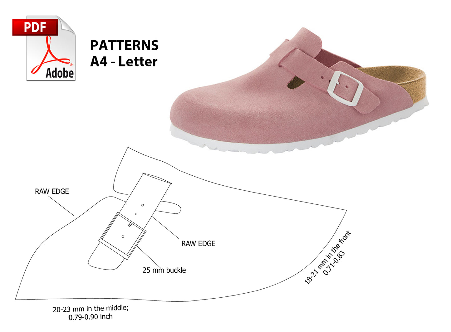 Digital Pattern shoes PDF, WOMEN Birk Sandals, all 9 sizes