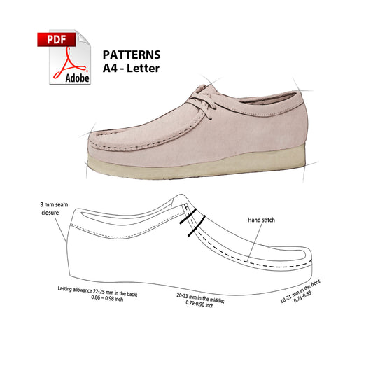 Digital Pattern shoes PDF, Moccasin Women Laces all 9 sizes