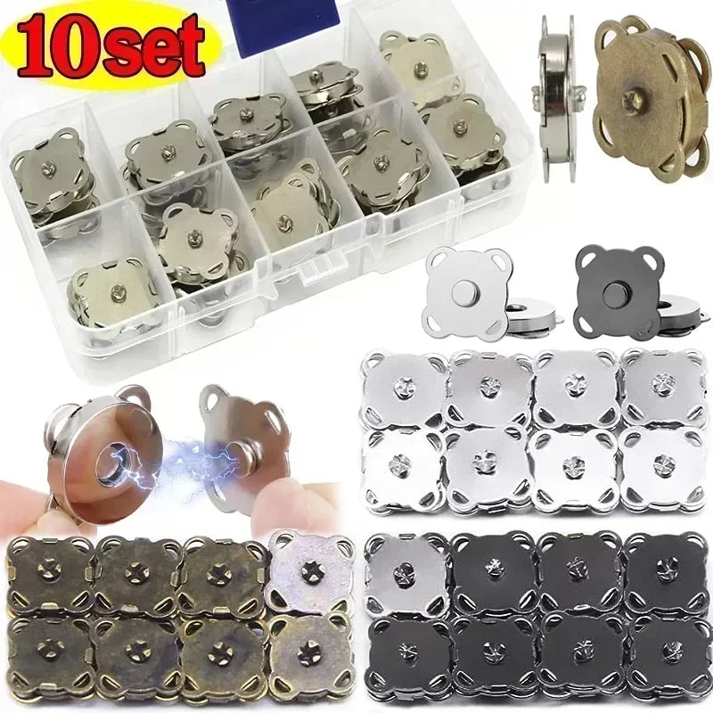 Sets Magnetic Snap Fasteners Clasps Buttons Handbag Purse Wallet Craft Bags