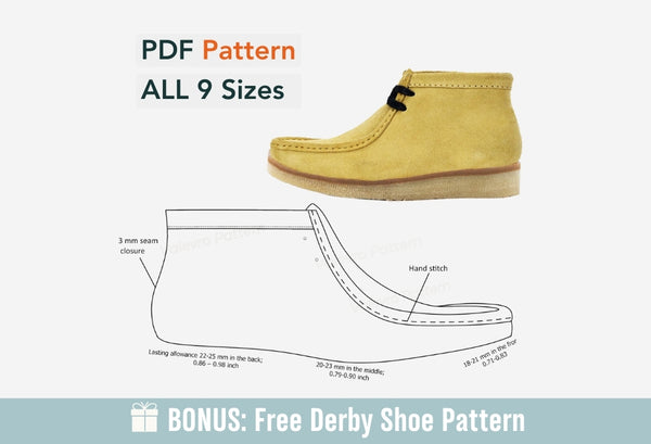 Digital Pattern shoes A4 - Letter PDF, Men's Moccasin Boots