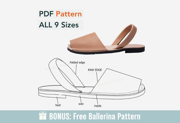 Digital Pattern shoes PDF, Women's Sandals All 9 Sizes