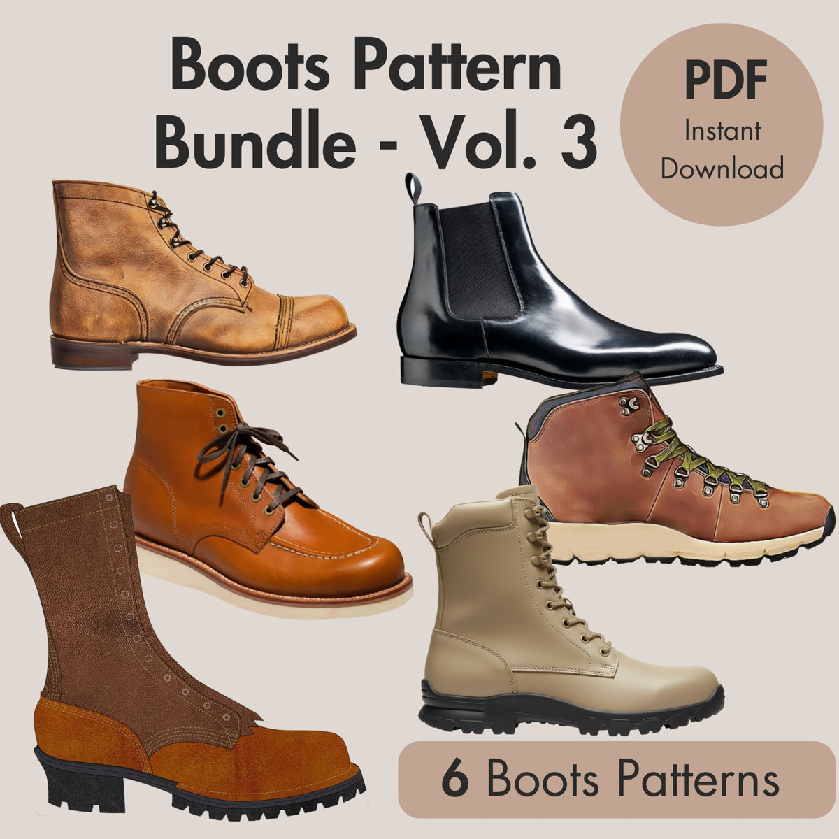 Men’s Boot Making Pattern Set – 6 Boot PDF Patterns – VALEVRO