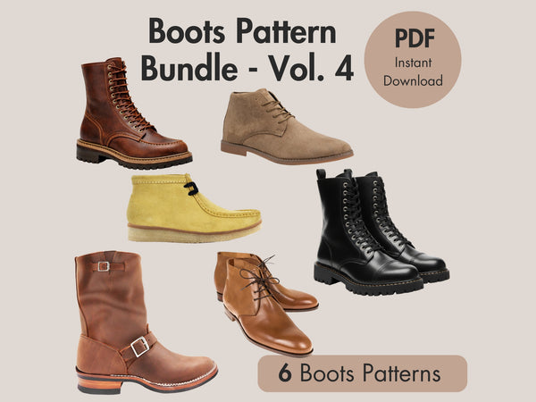Men’s Leather Boot Pattern Collection – 6 Boot Shoe PDF