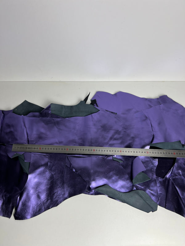 Leather Scraps, Medium and Small pieces, Color Purple, Nice finish look | 0.8 kg  | 1.8 lb