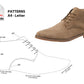 Digital Pattern shoes A4 - Letter PDF, Laces Casual men Boot, all 9 sizes