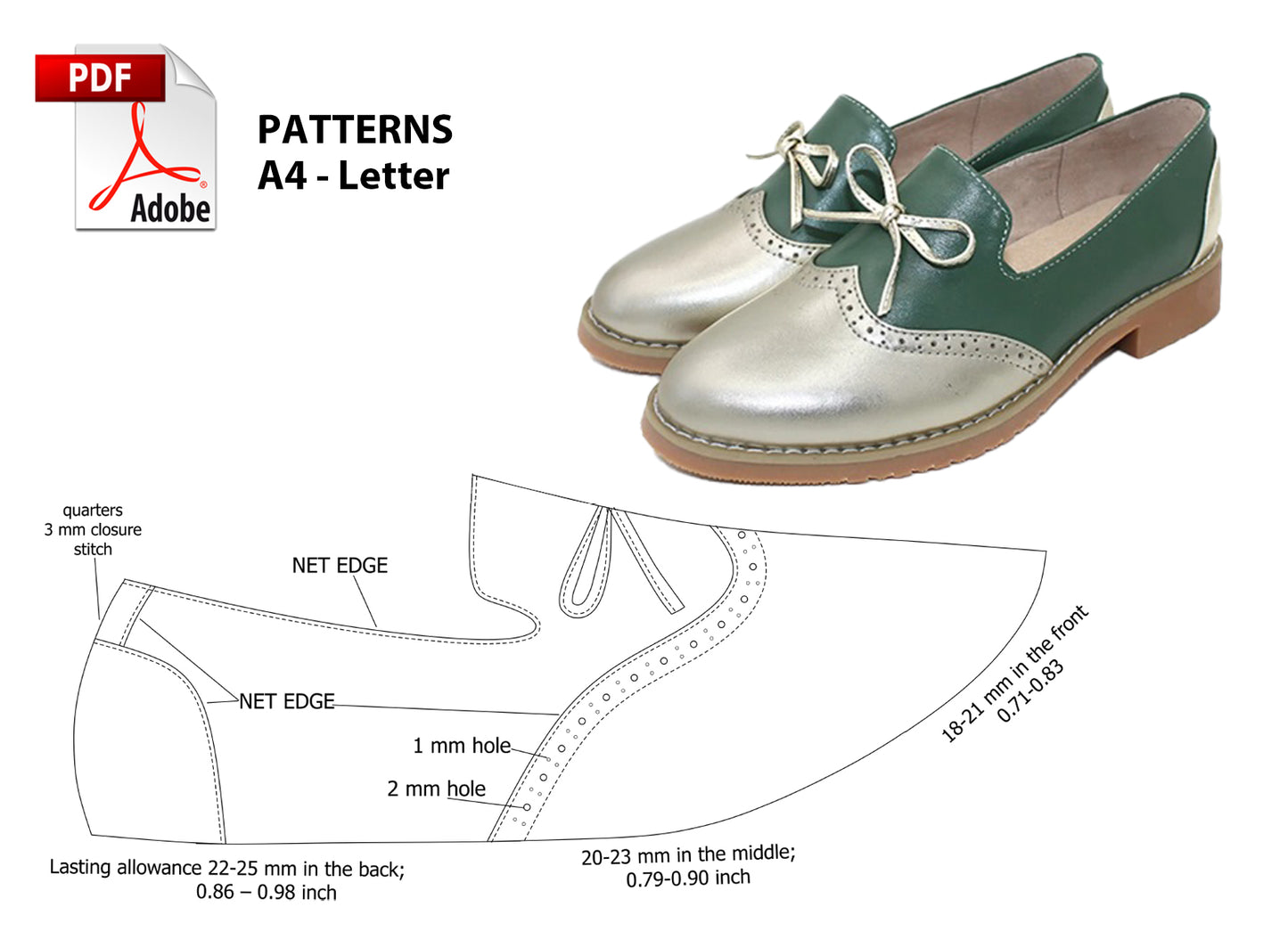 Digital Pattern shoes PDF, Women Casual Loafer, Slip-On shoes all 9 sizes