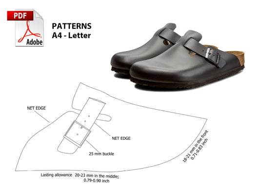Digital Pattern shoes A4 - Letter PDF, MEN Birk Sandals, all 9 sizes